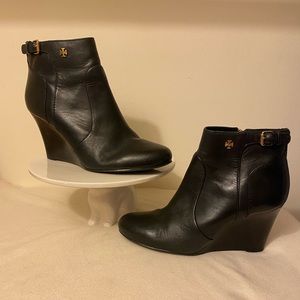 Tory Burch Black Milan Wedge Ankle Boots